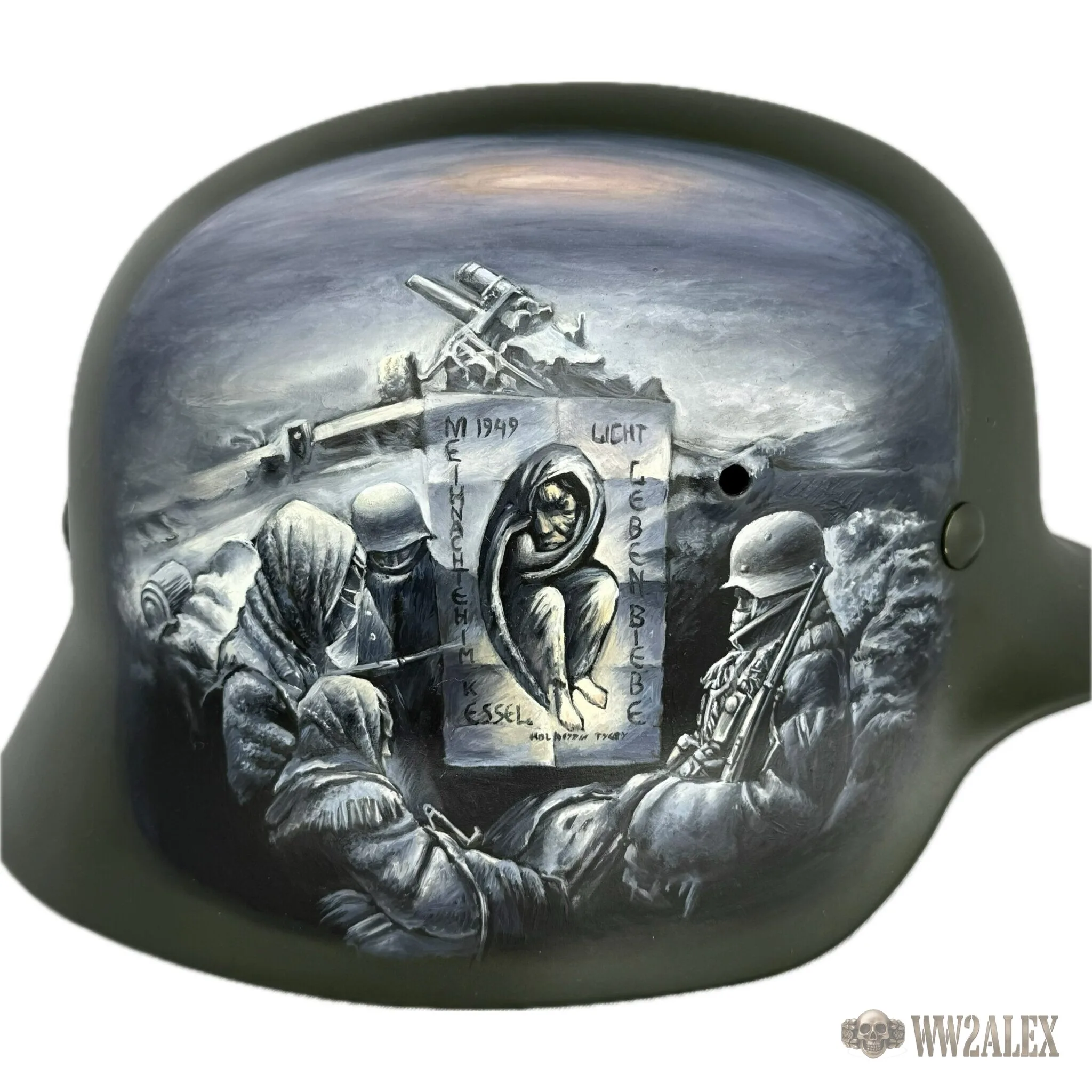 Repro M40 German Helmet with Unique Hand-Painted Design - photograph 2
