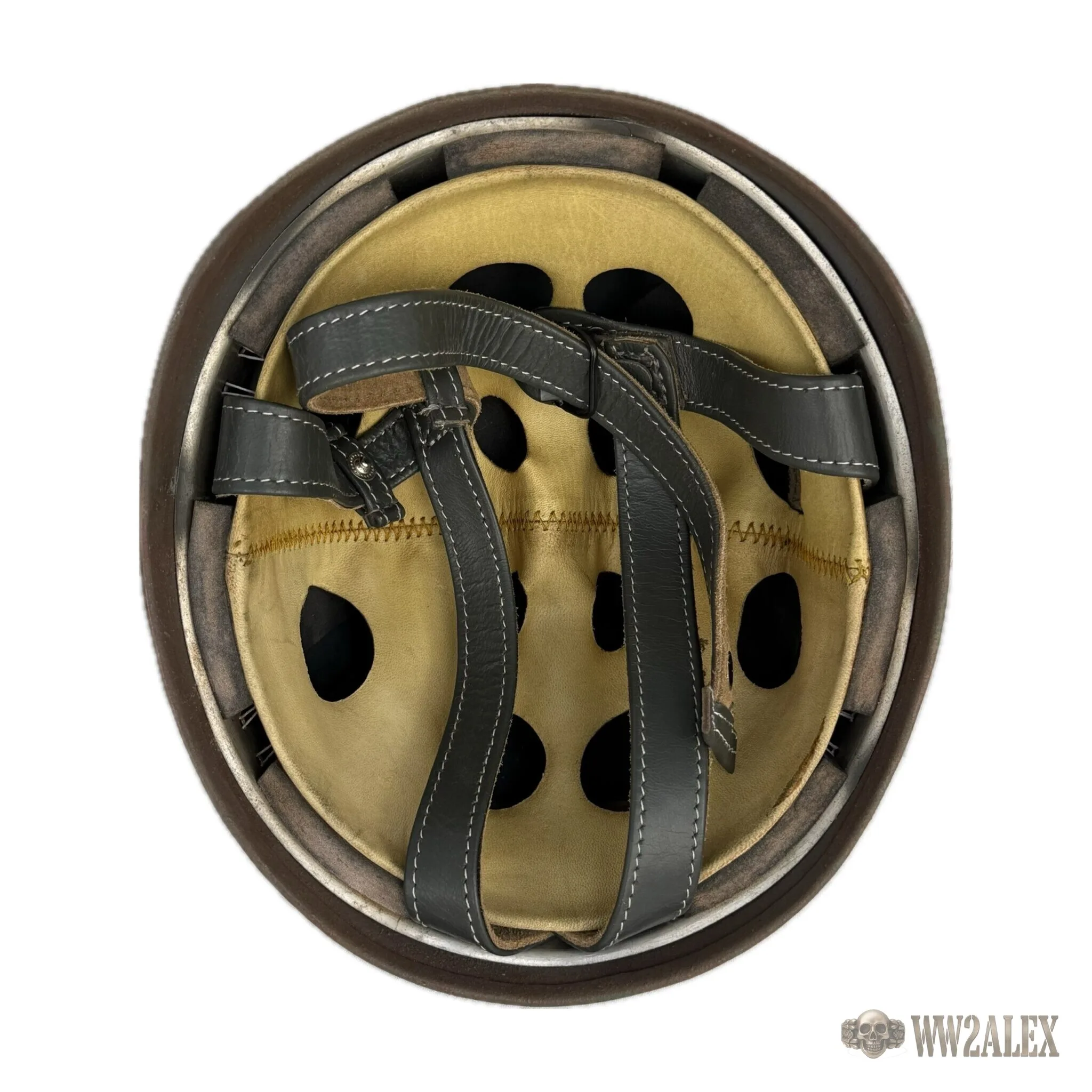 Repro M38 Fallschirmjager Helmet in Oak Leaf Autumn Camouflage - photograph 6