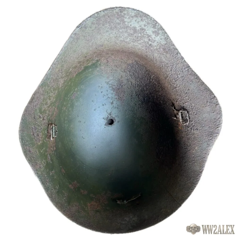 The inside of a Soviet SSh-36 helmet found in the Smolensk region