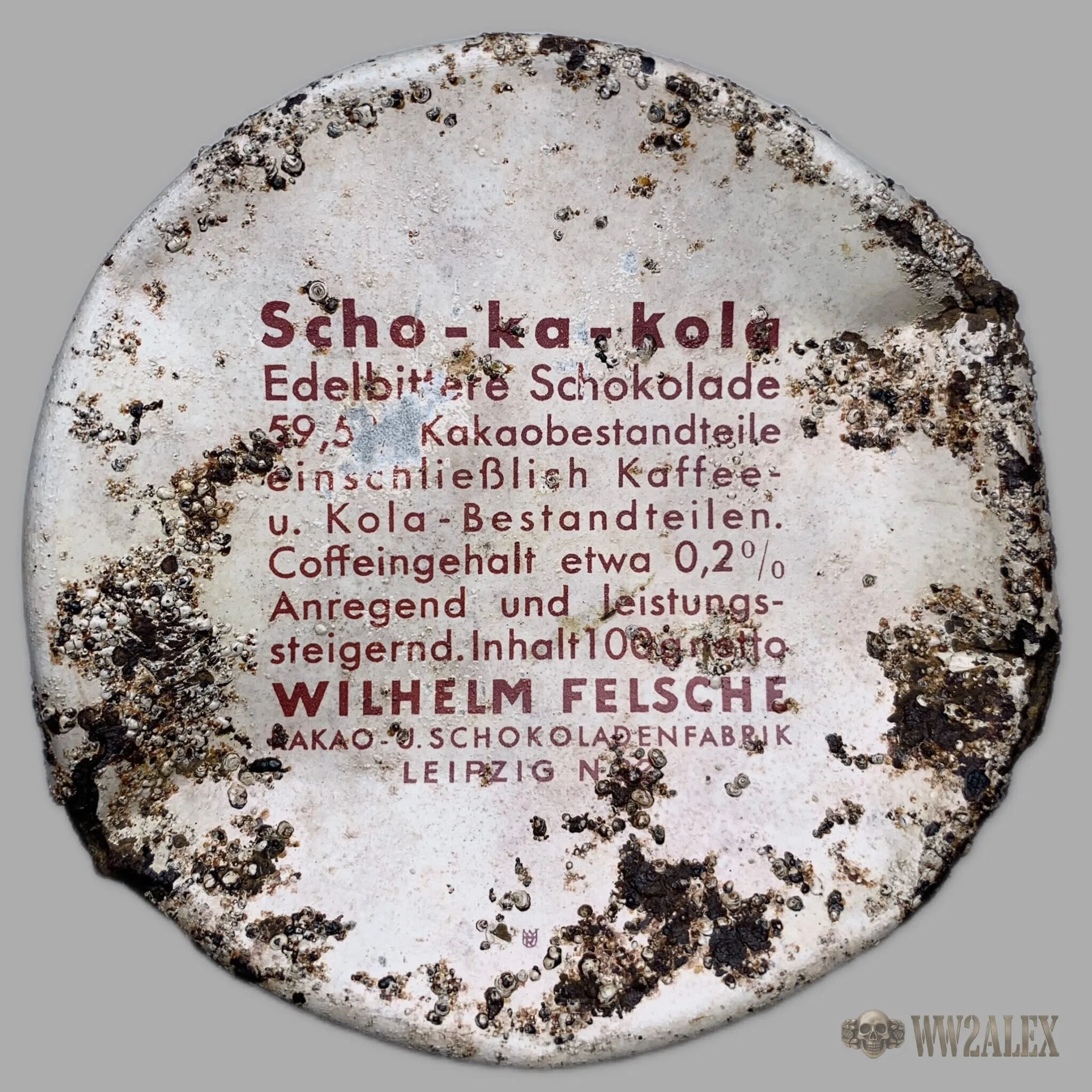 Original Scho-Ka-Kola Tin - WW2 German Ration Packaging - photograph 2