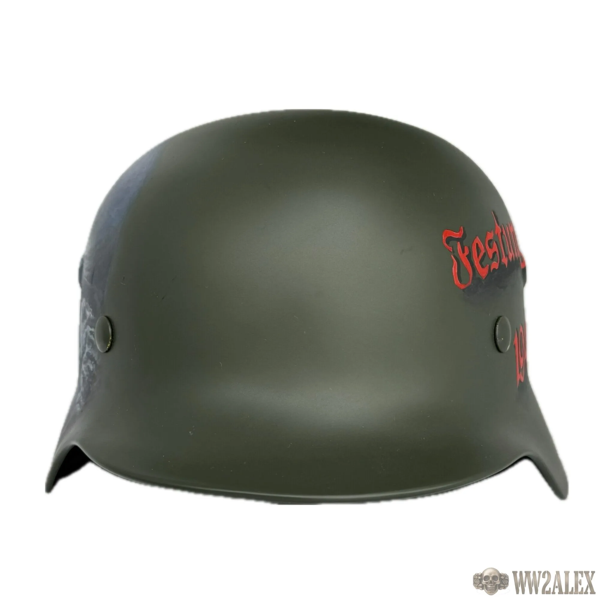Repro M40 German Helmet with Unique Hand-Painted Design - photograph 4
