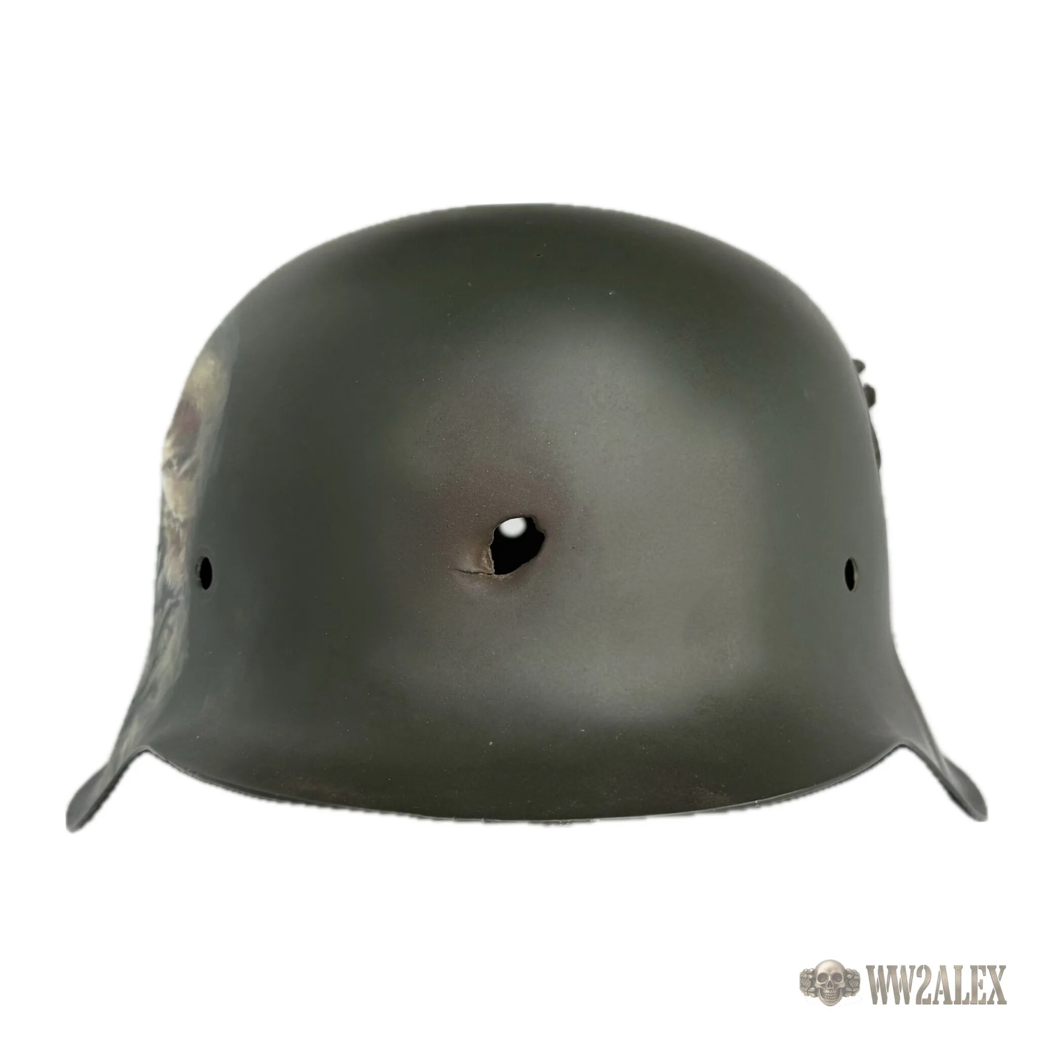 Restored Original German M42 Helmet with Hand-Painted Design - photograph 5