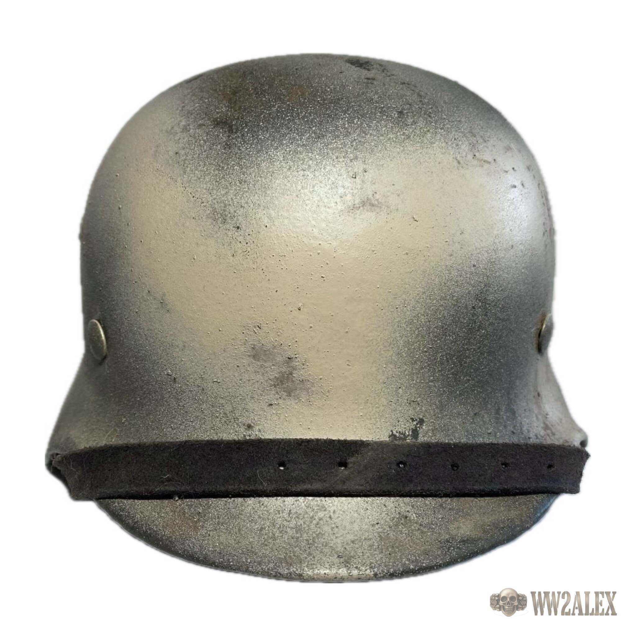 Refurbished M35 double-decal helmet, Normandy-style camouflage – front