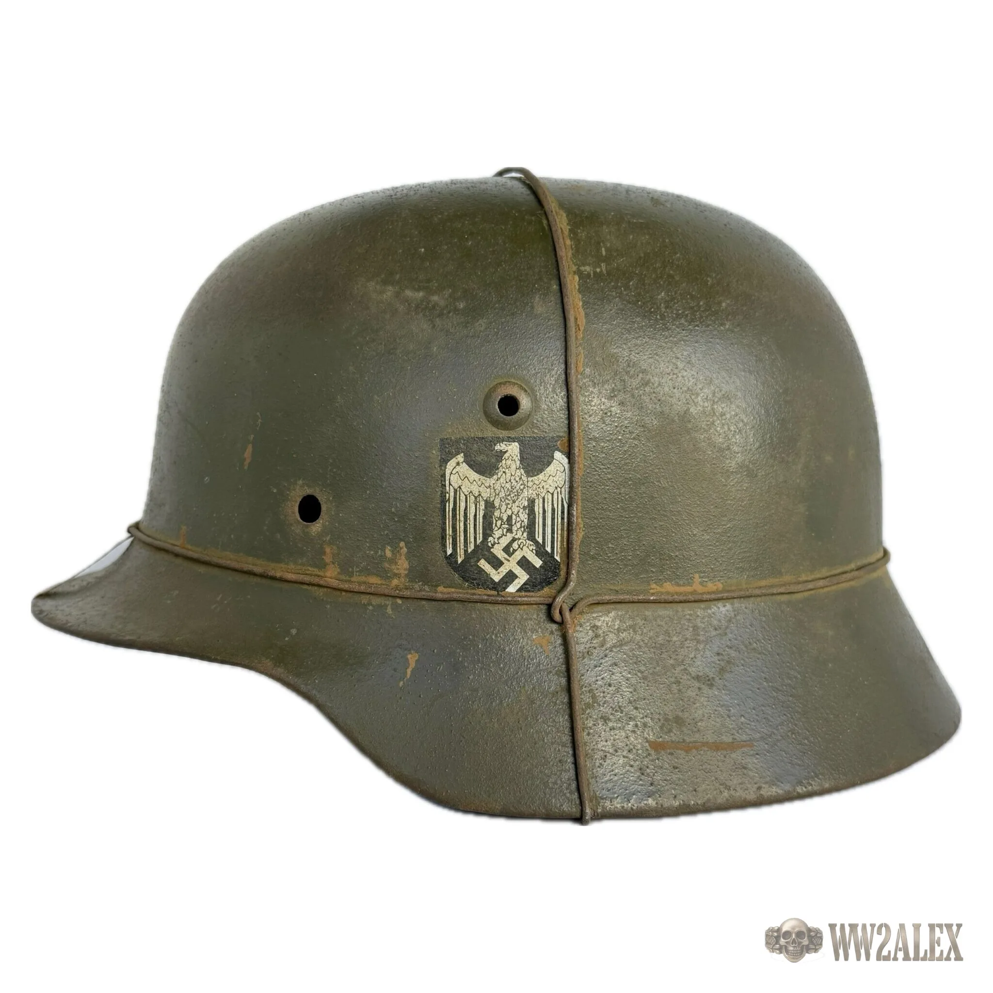 Refurbished M35 double-decal helmet, size 64 – same side, angled