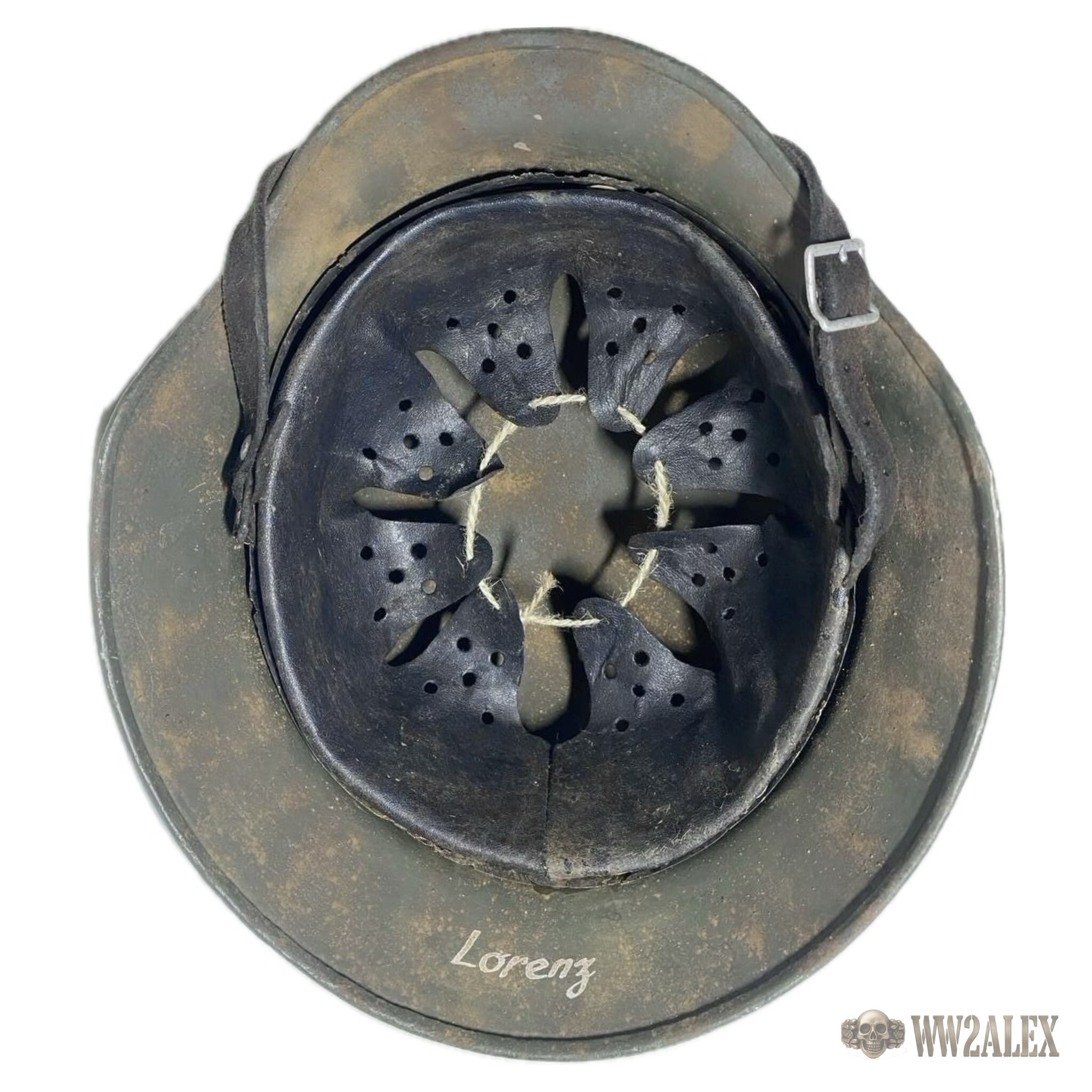 Refurbished M35 double-decal helmet, Normandy-style camouflage – interior