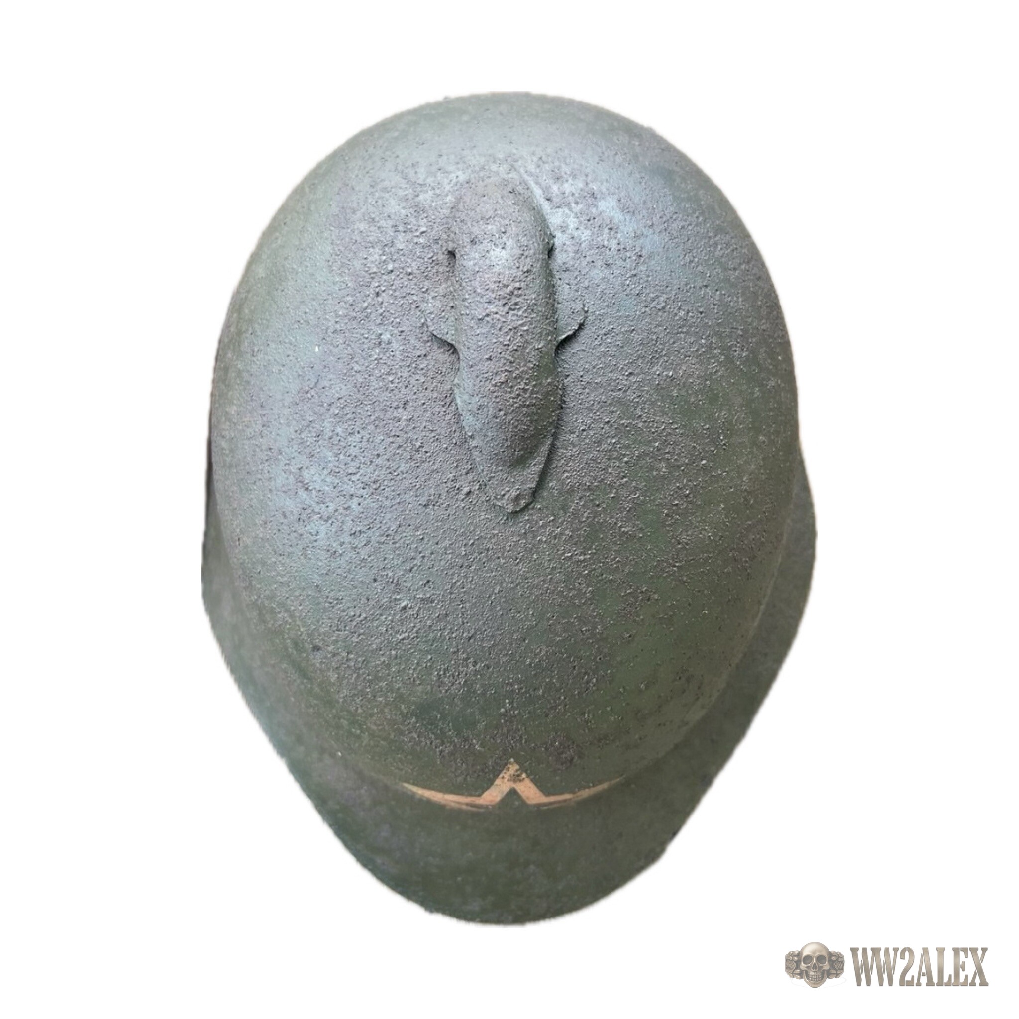 Soviet SSh-36 helmet, Smolensk region find – top with crest