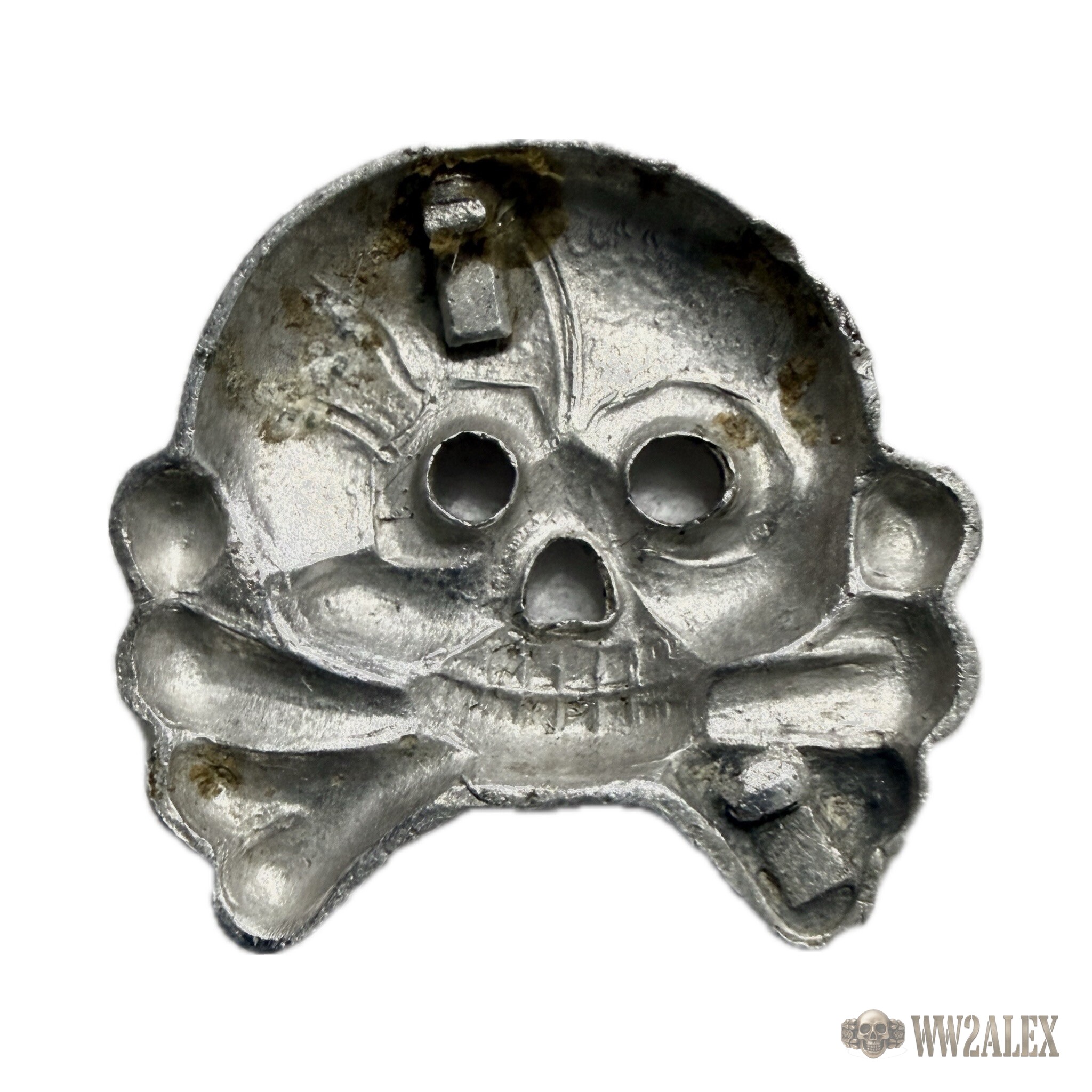 Original WW2 German Single Panzer Collar Skull - photograph 2