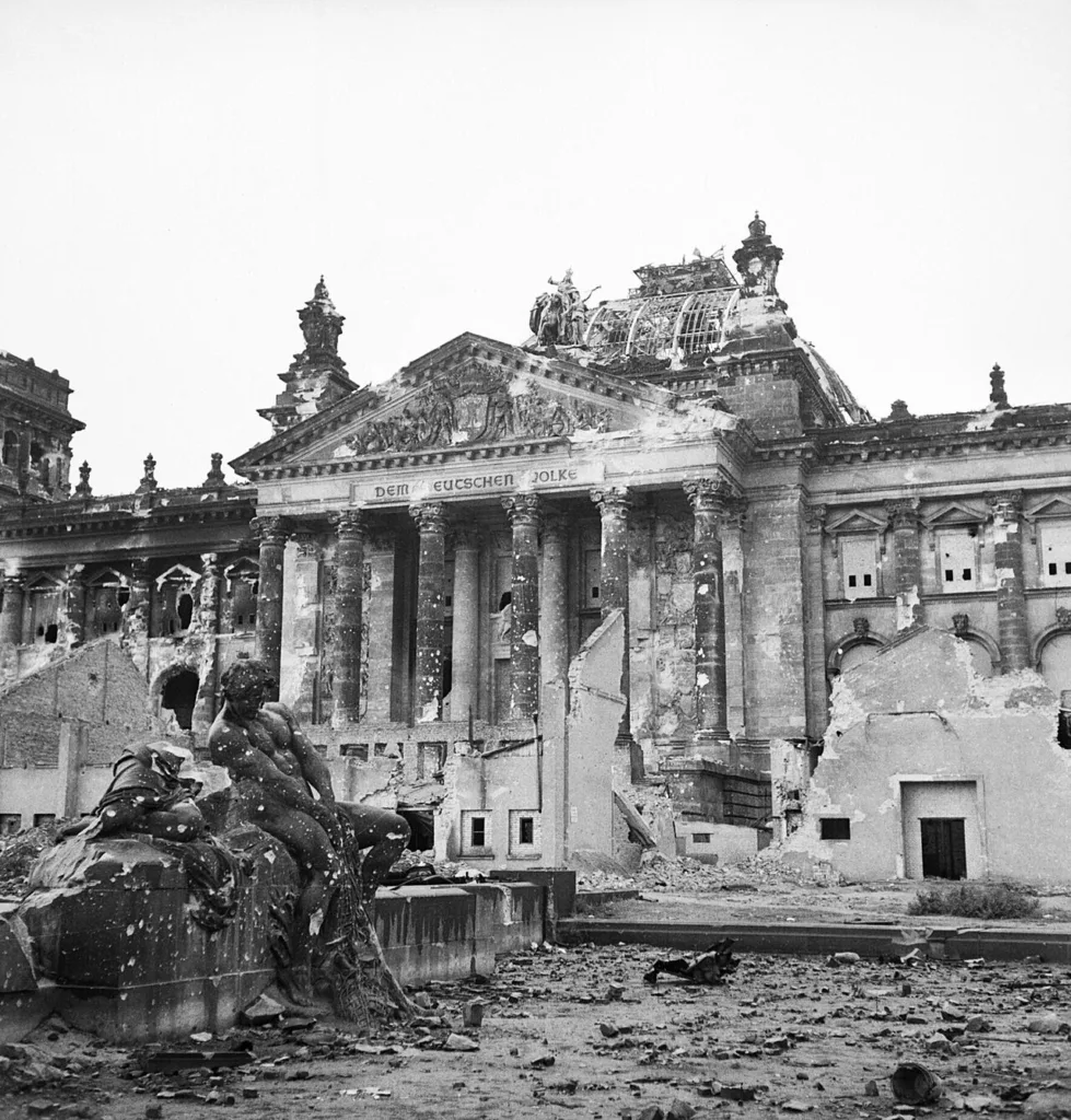 The ruined Reichstag building in Berlin, 3 June 1945