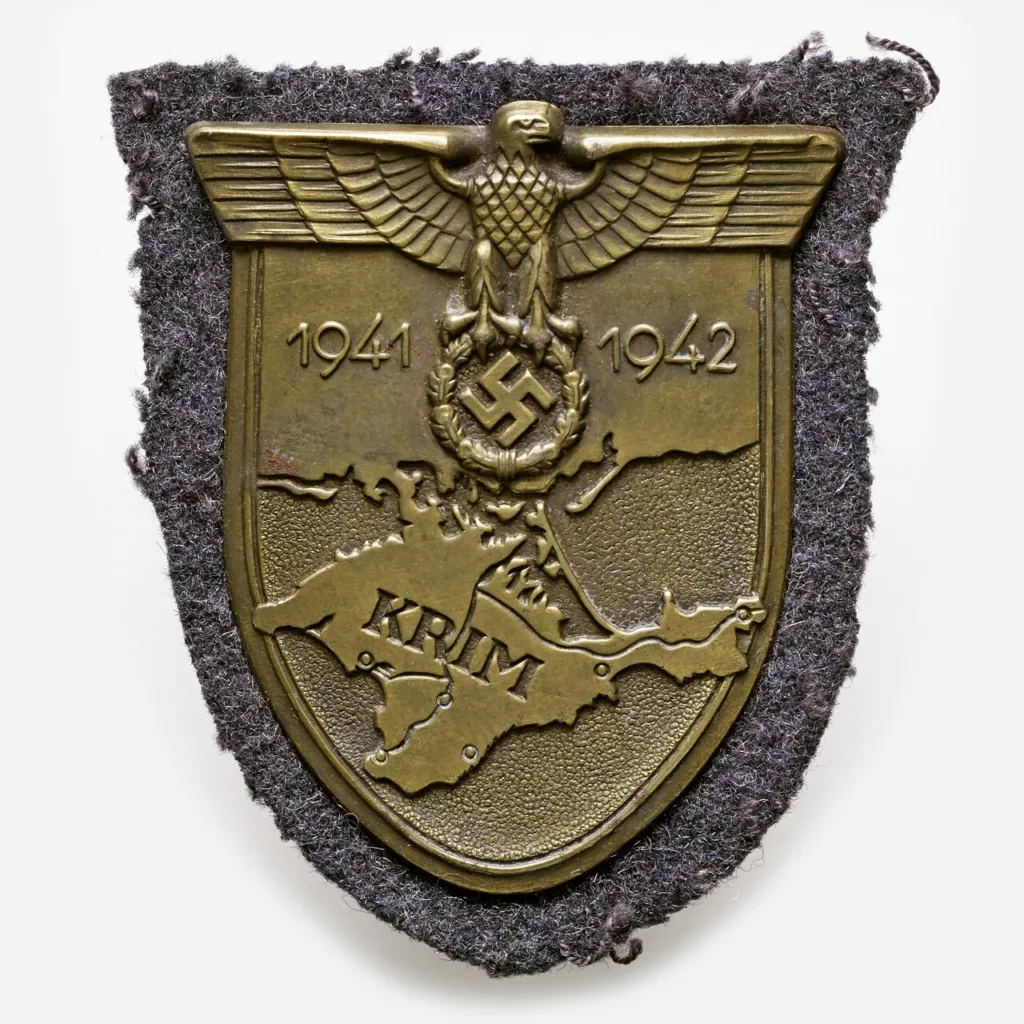 Crimea Shield (Krimschild) on a grey cloth backing