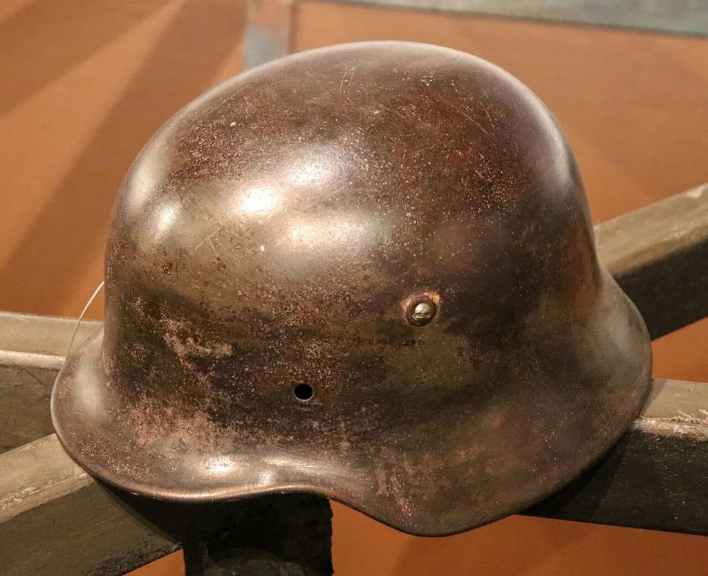 German M35 steel helmet in the Museum of the Defence of Moscow