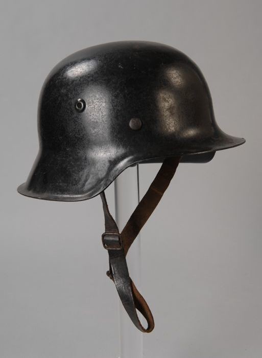 German M42 steel helmet with raw, unrolled edge