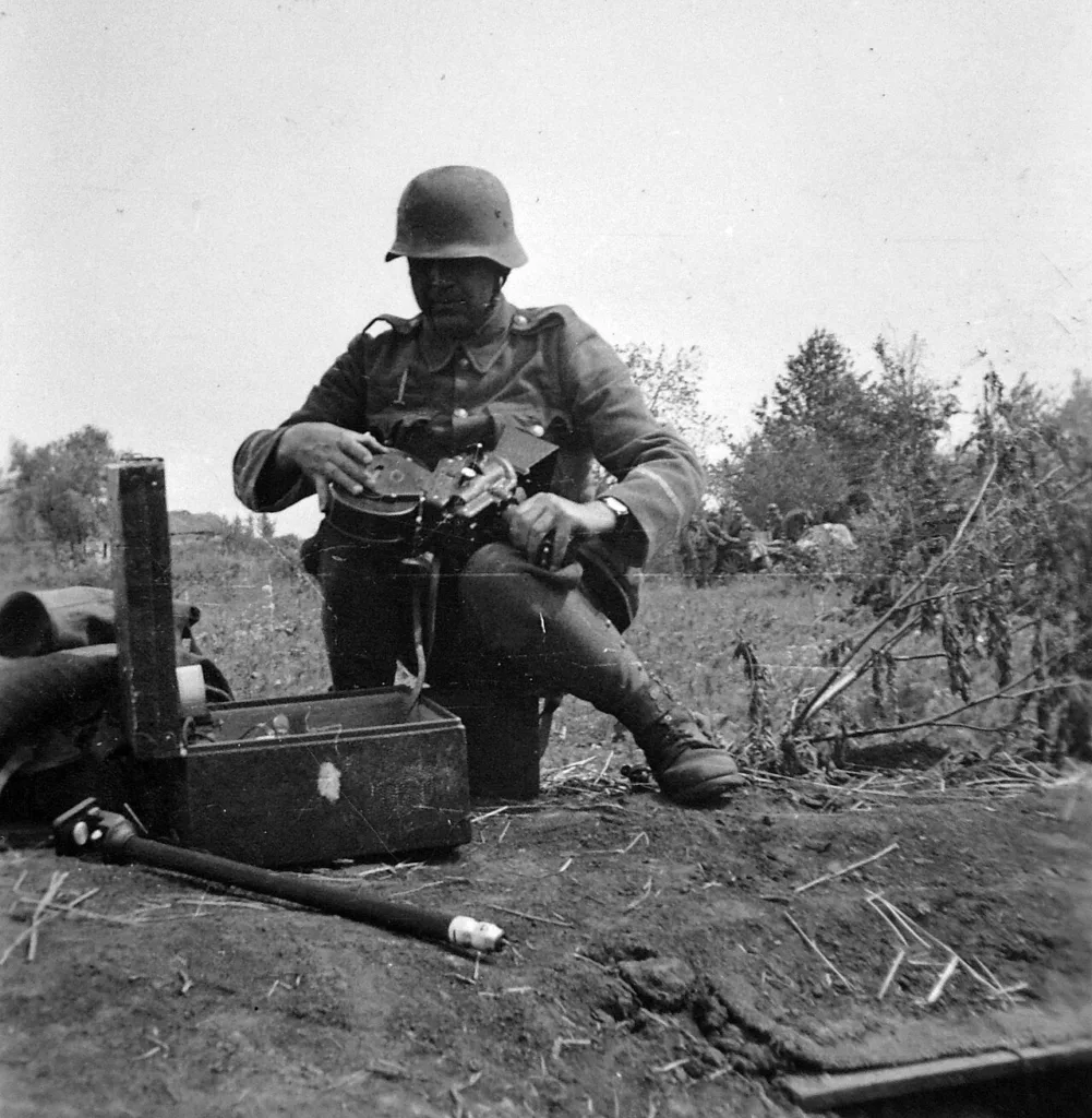 Cameraman of the Royal Hungarian war correspondent company in steel helmet, 1942