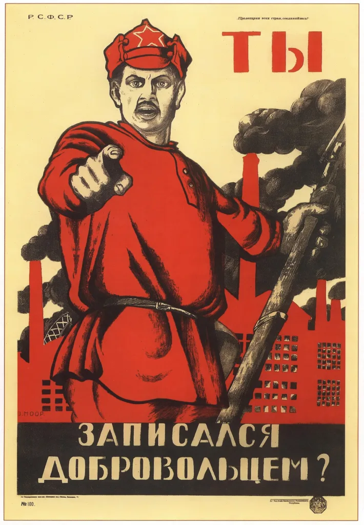 Dmitry Moor poster Have you volunteered, 1920