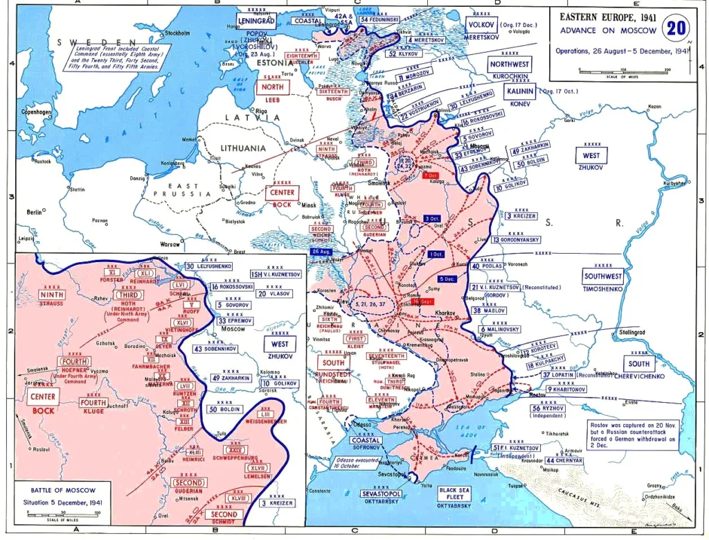 Map of Operation Typhoon, the German offensive on Moscow, 1941