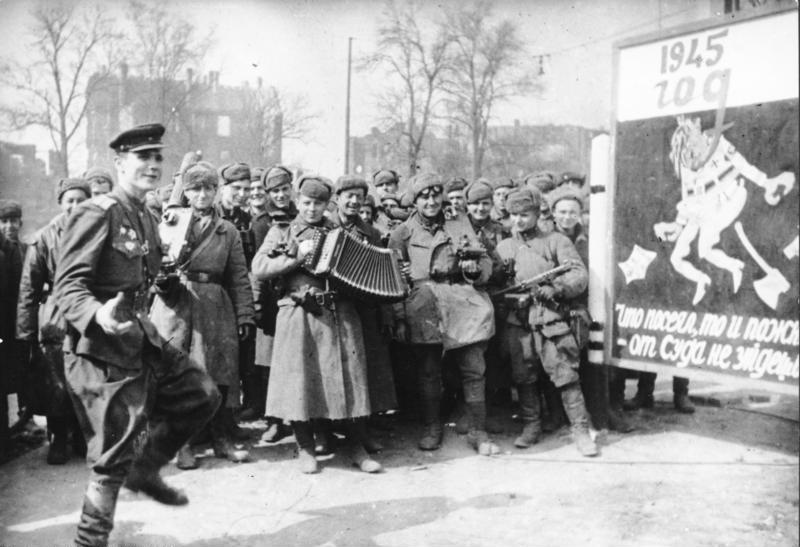 Red Army soldiers celebrating victory in Berlin, May 1945