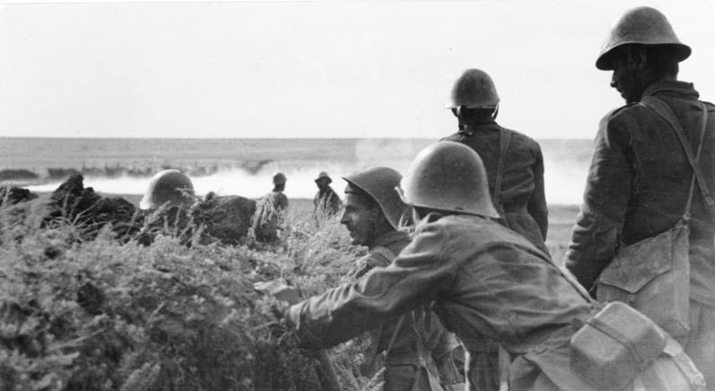 Romanian soldiers wearing M39 helmets, southern Russia, 1942