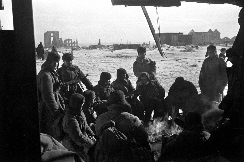 Soviet soldiers at Stalingrad during a lull in the fighting