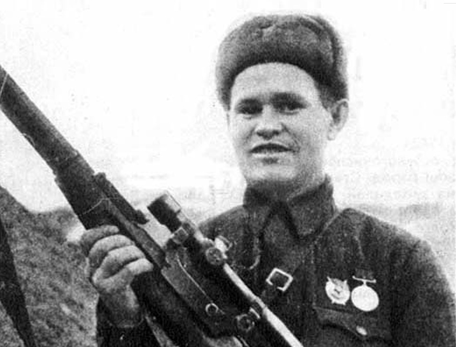 Sniper Vasily Zaitsev with his rifle