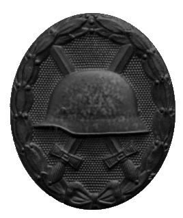 1957 version of the Wound Badge in black