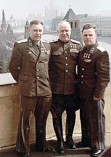Georgy Zhukov with Alexander Pokryshkin and Ivan Kozhedub, 1957